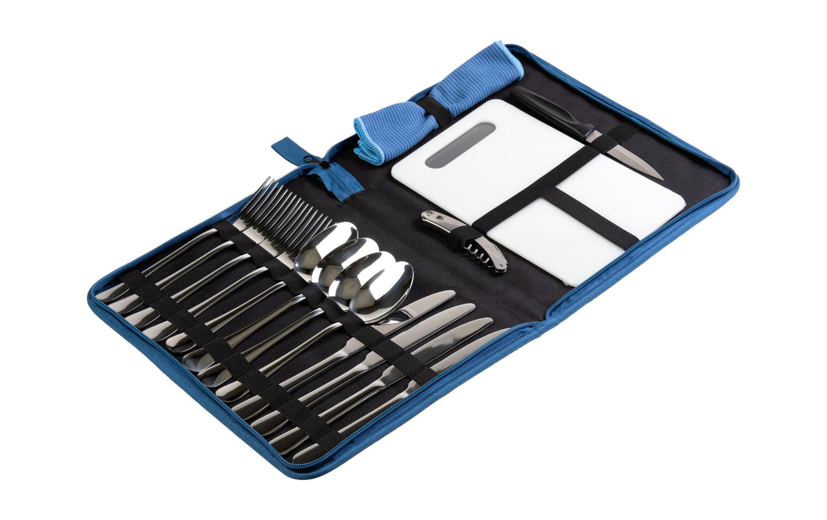 KOOR, Outdoor-Besteck-Set 4 Personen, Blau 4 Personen, Edelstahl