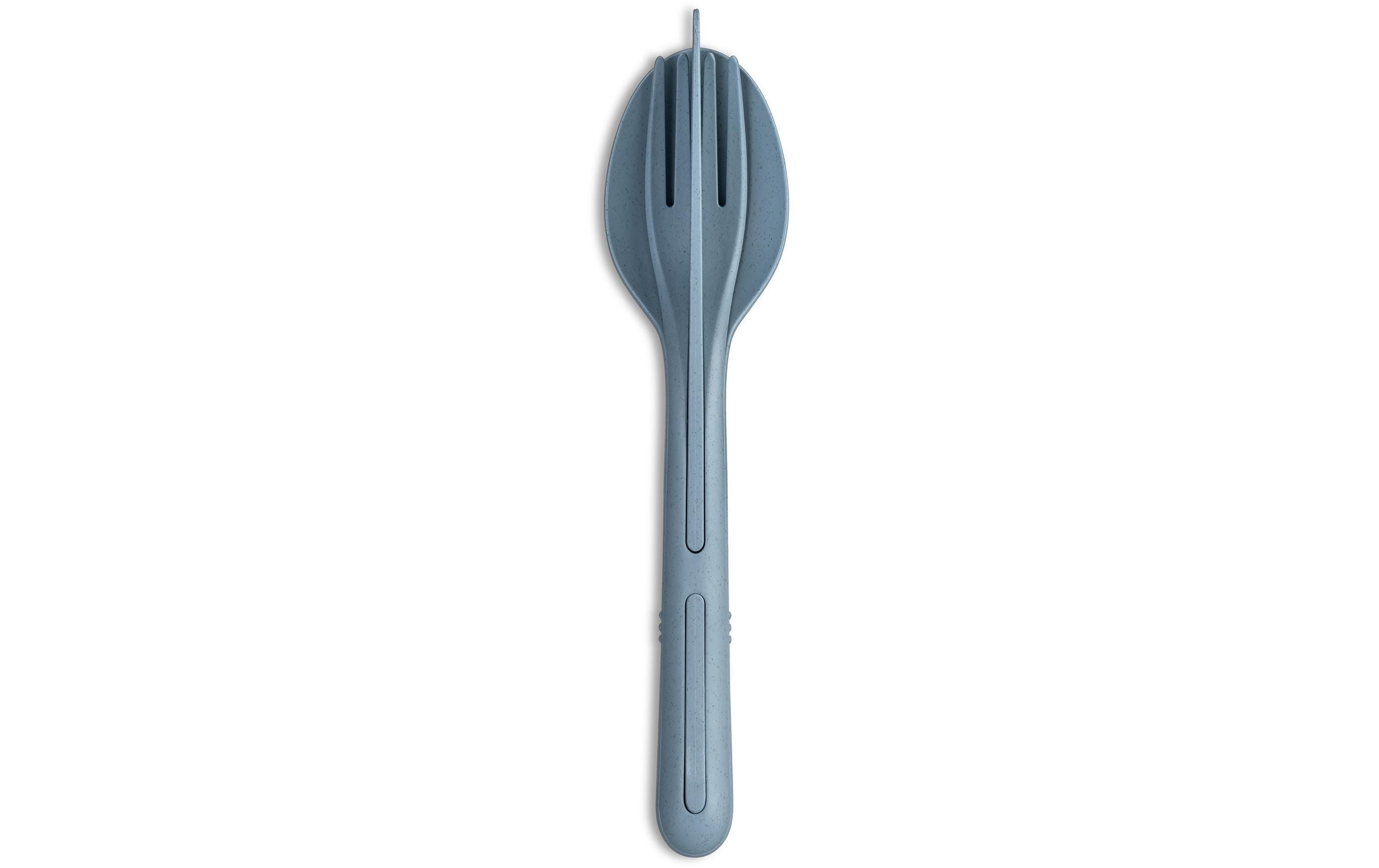 Koziol Besteckset KliKK je 1xMesser,Löffel,Gabel,blau,bio-circular