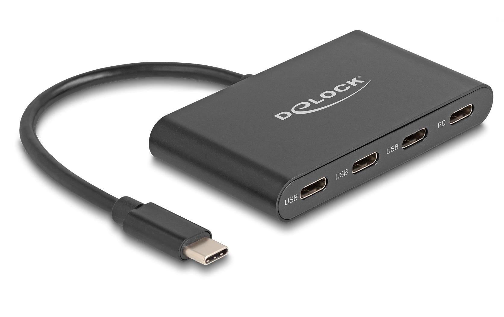 Delock USB 3.2 Gen 1 USB Type-C Hub 3x USB Type-C Buchse, 1x USB PD, 100 Watt
