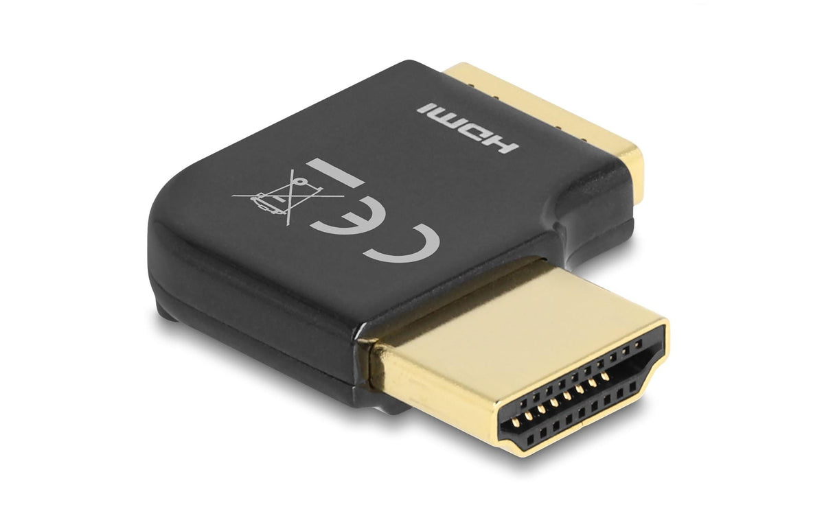 Delock HDMI Adapter Stecker zu Buchse 90 grad rechts gewinkelt, 8K 60Hz, Metall