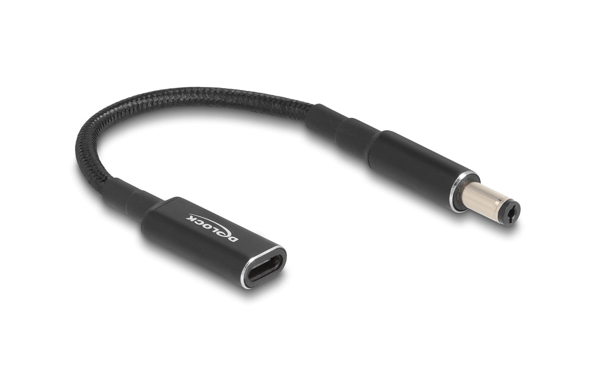 Delock USB-C zu 5.5x2.1mm Adapter Buchse zu Stecker 90°, gewinkelt