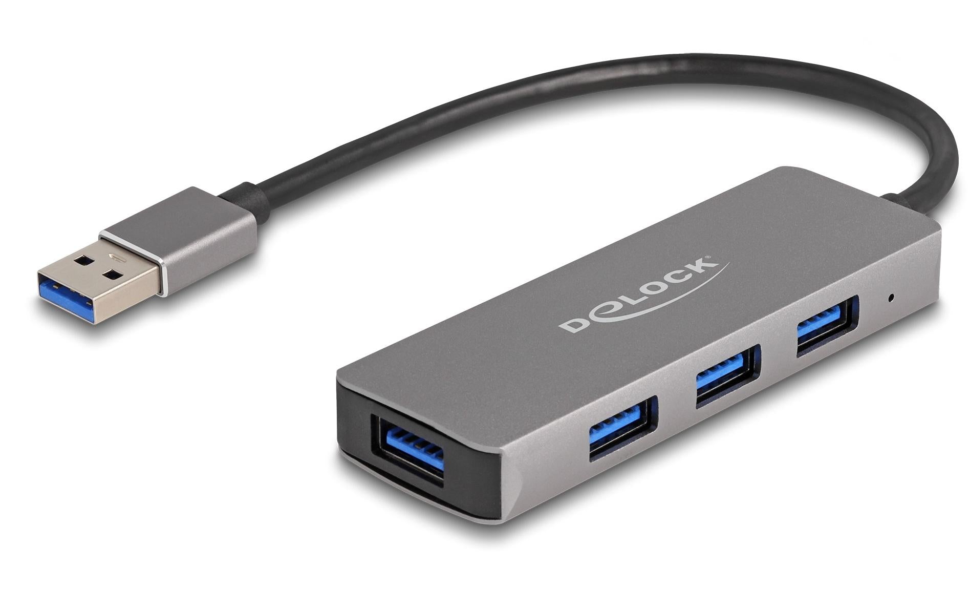 Delock USB 3.2 Gen 1 Typ-A Hub 4x USB Typ-A Buchsen seitlich