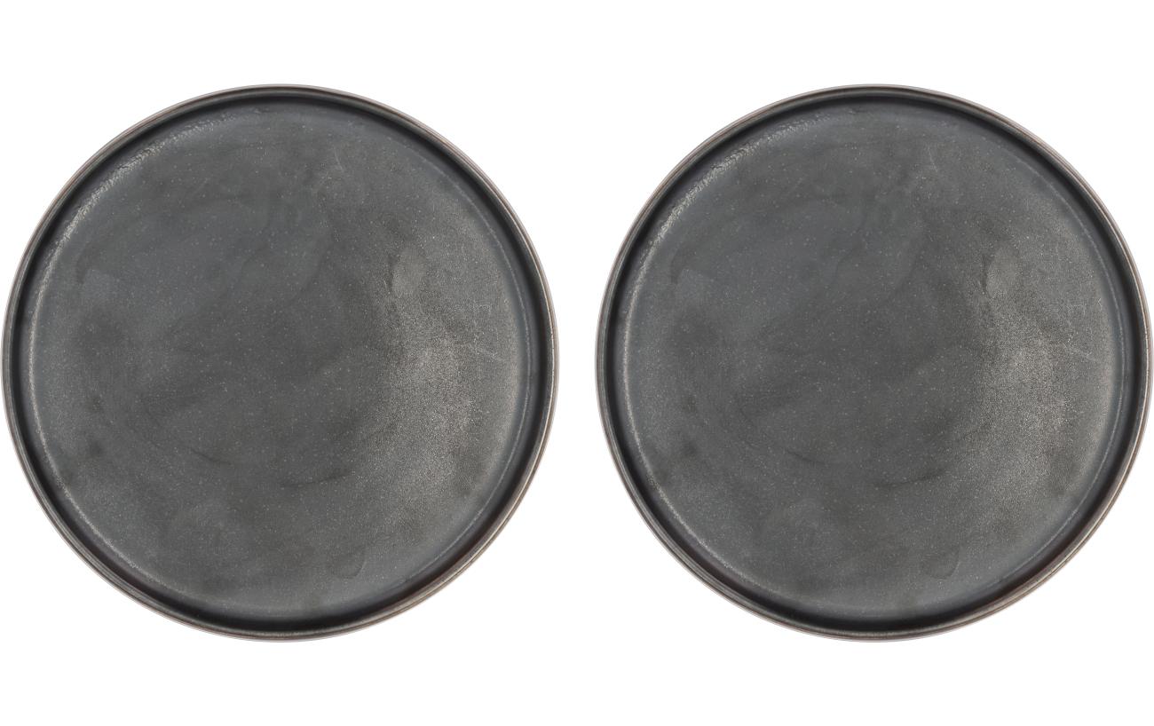 Villa Teller Fjord 20.5cm schwarz 2er Set Set, D 20.5cm, H 1.5cm, Porzellan