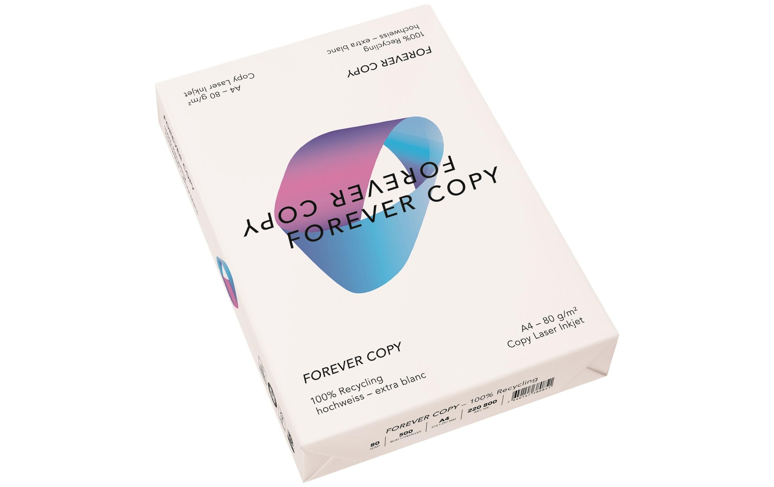 Forever Copy A4, hochweiss, recycling 500 Blatt, 80g, Weisse 135 CIE