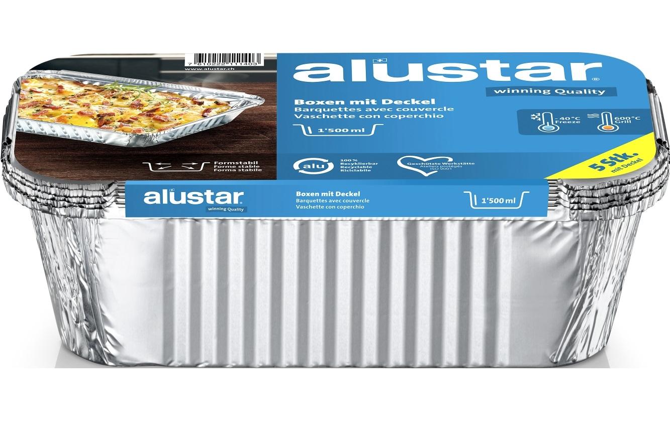 Alustar Boxen mit Deckel 5 Stk. 1500 ml 25 x 13 x 7 cm