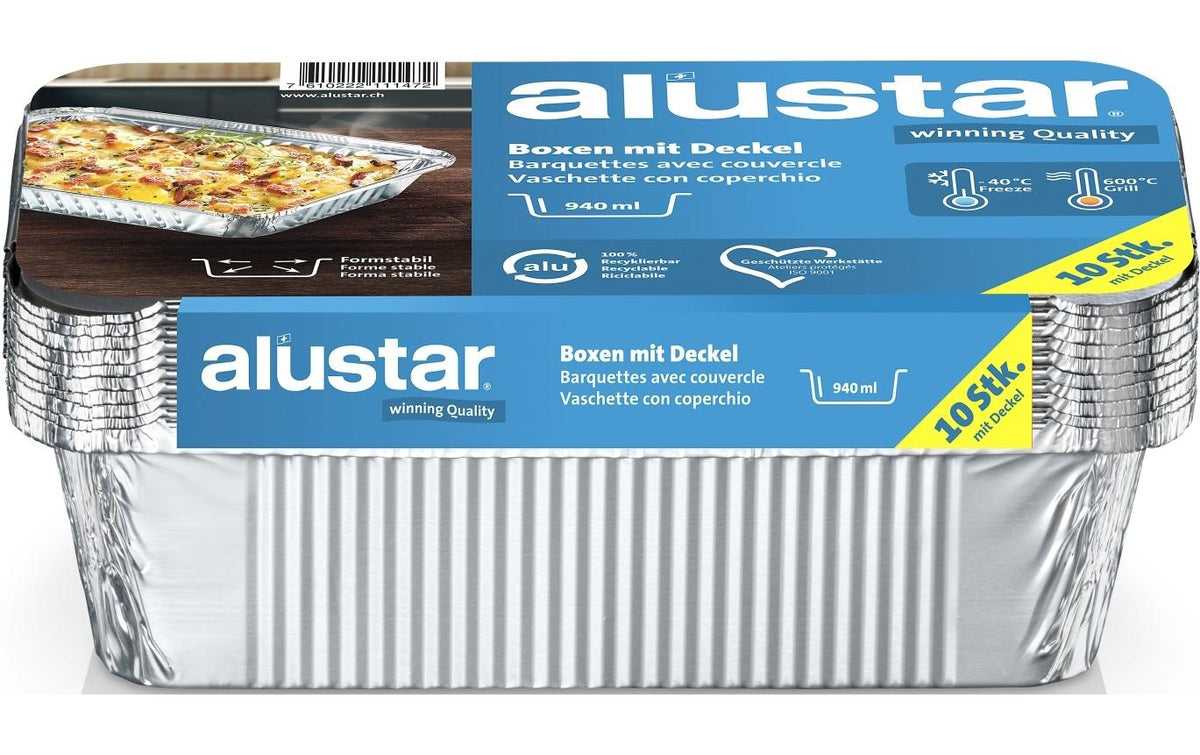 Alustar Grillschale mit Deckel 21 x 11 x 5.4 cm, 10 Stück