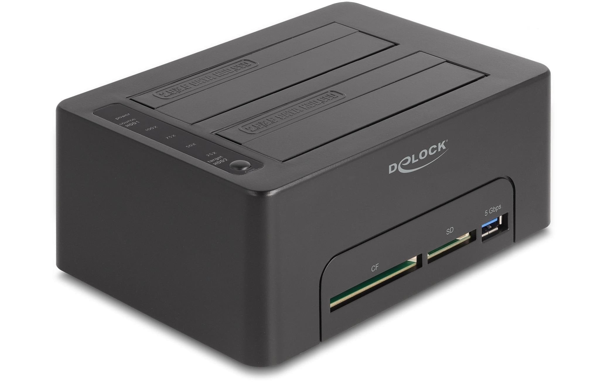 Delock USB Dual Dockingstation 2x SATA HDD/SSD, Klon Funktion, Card Reader