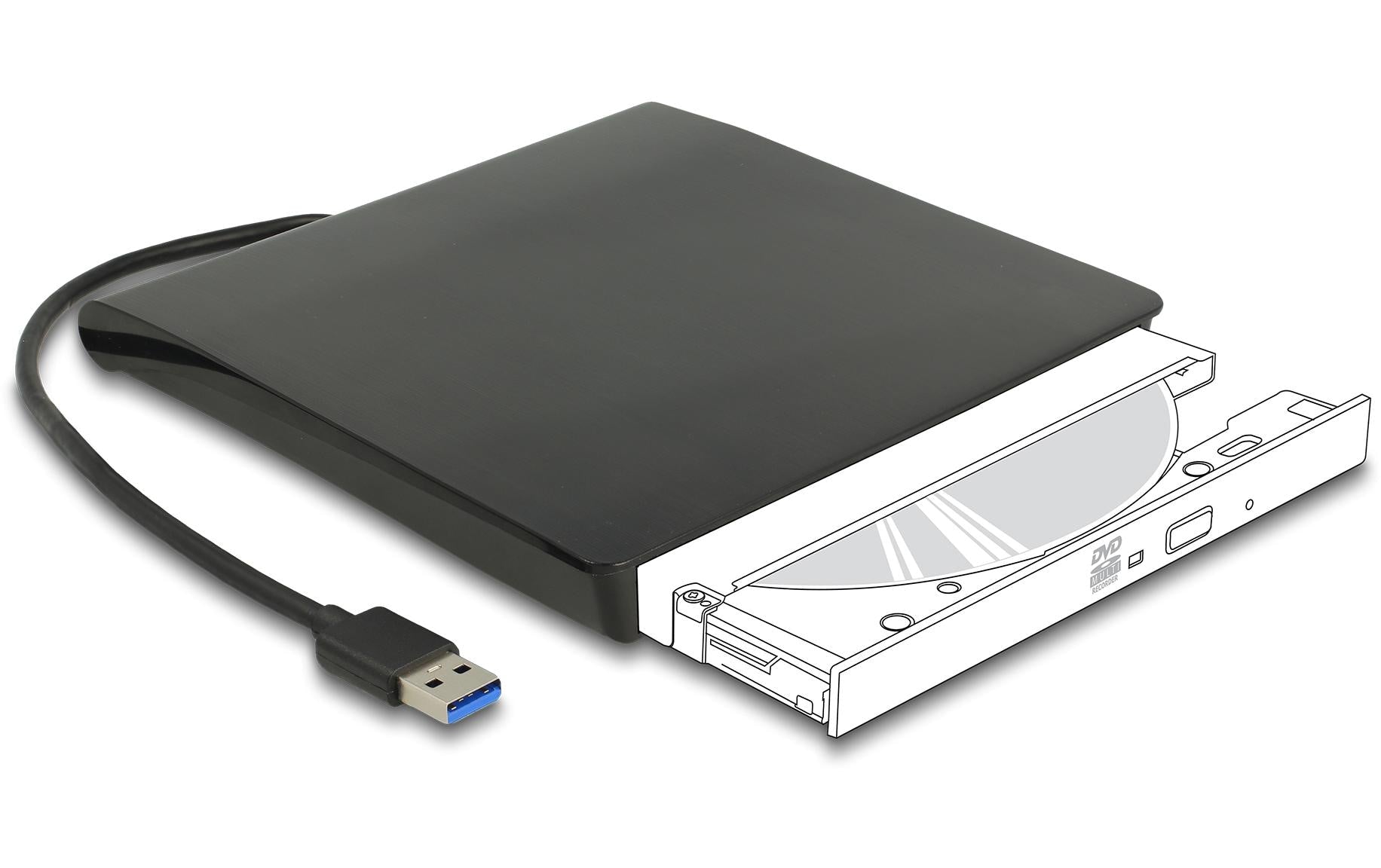 Delock SuperSpeed USB Typ-A Ext. Gehäuse 5.25" Slim SATA Laufwerke 12.7 mm, 5 Gbps