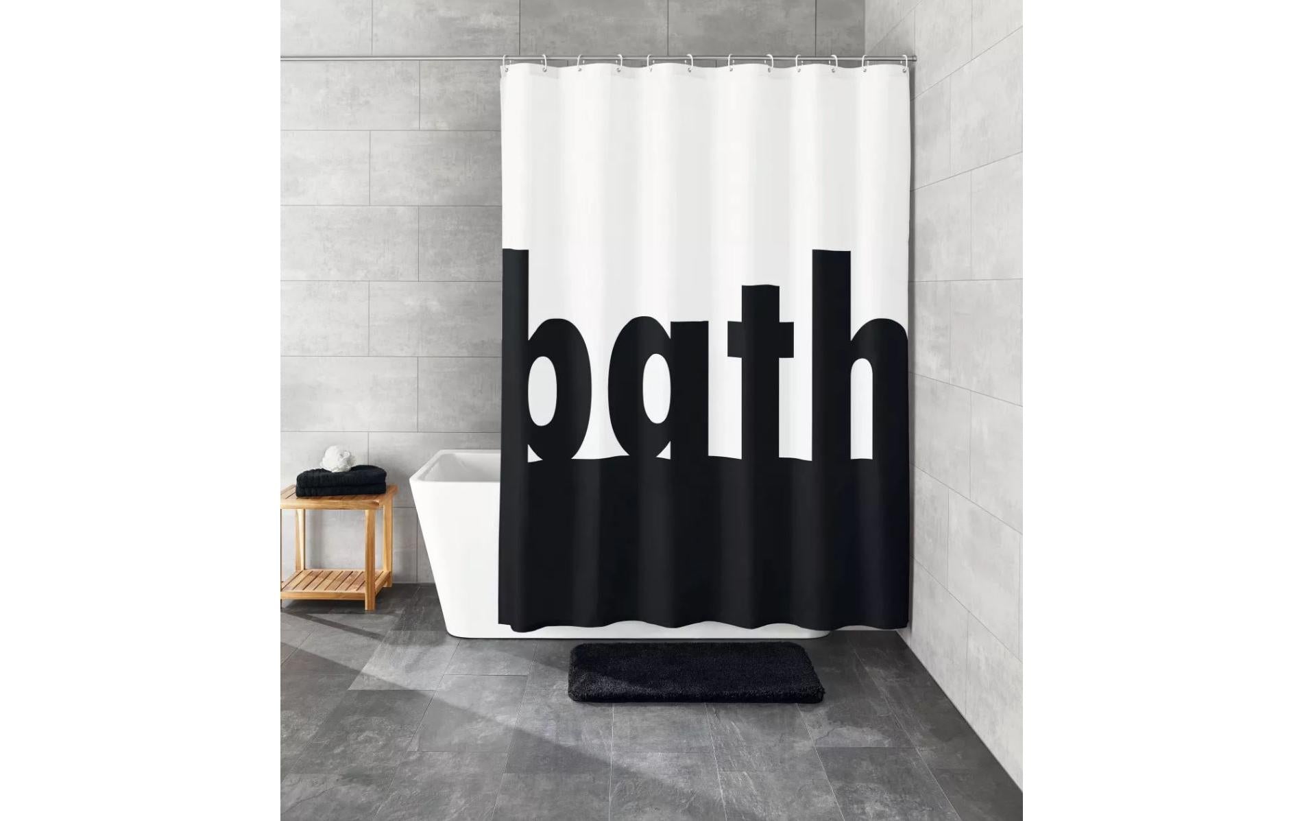 Kleine Wolke Duschvorhang Bath 180x200cm, 100% Polyester, schwarz weiss