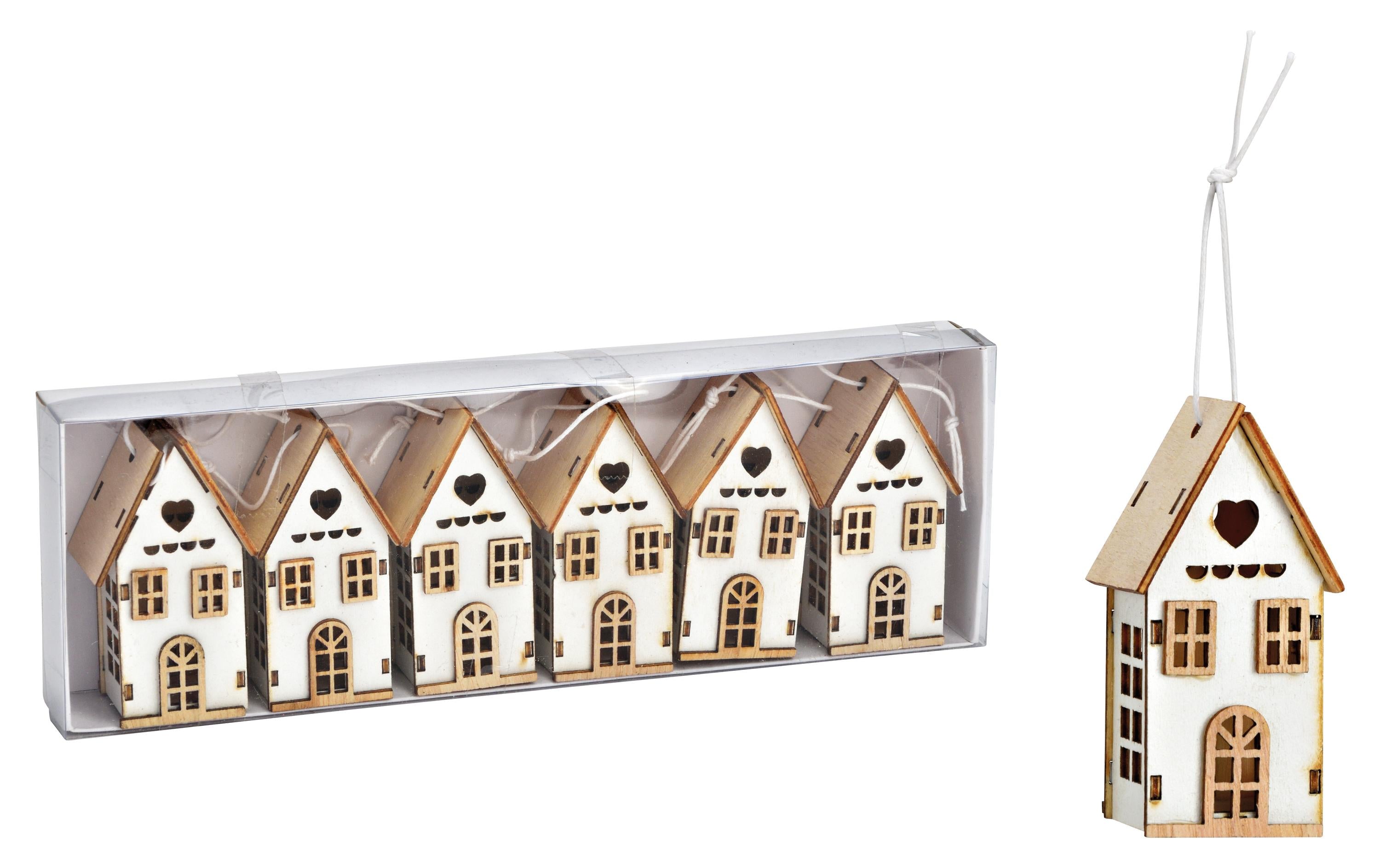 G. Wurm Aufhänger Haus, 6er Set Holz, 4x7x3 cm (BxHxT)