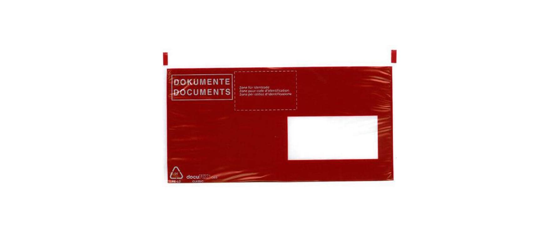 Büroline Dokumententasche 250 C6/5, 125 x 245 mm, rot, Fenster rechts