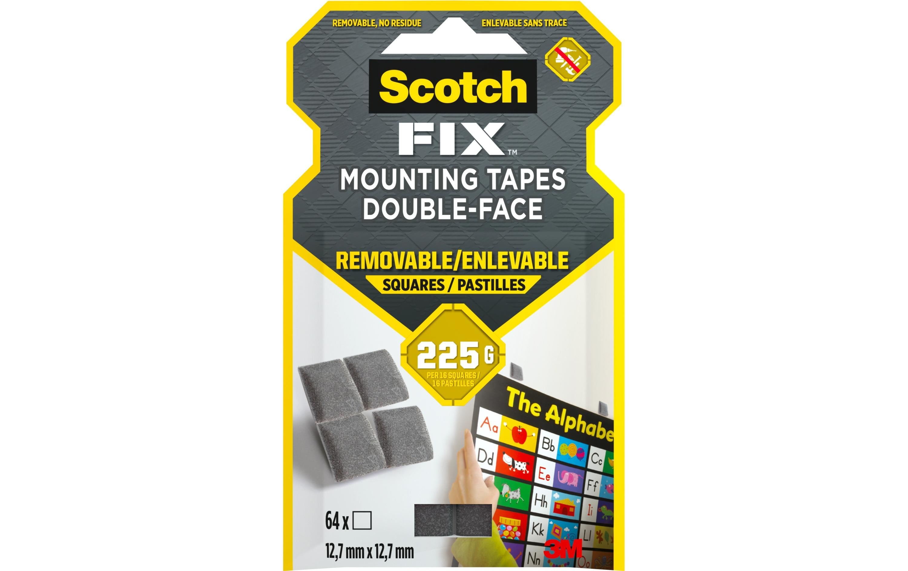 Scotch-Fix Ablösbare Montagequadrate 108-ST64-P / 2,7 mm x 12,7 mm, 64