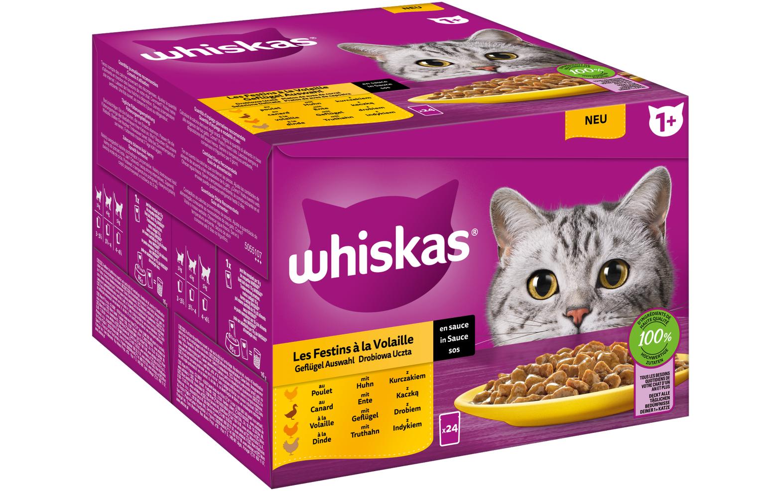 Whiskas Nassfutter Ragout in Sauce Geflügel 24x85g