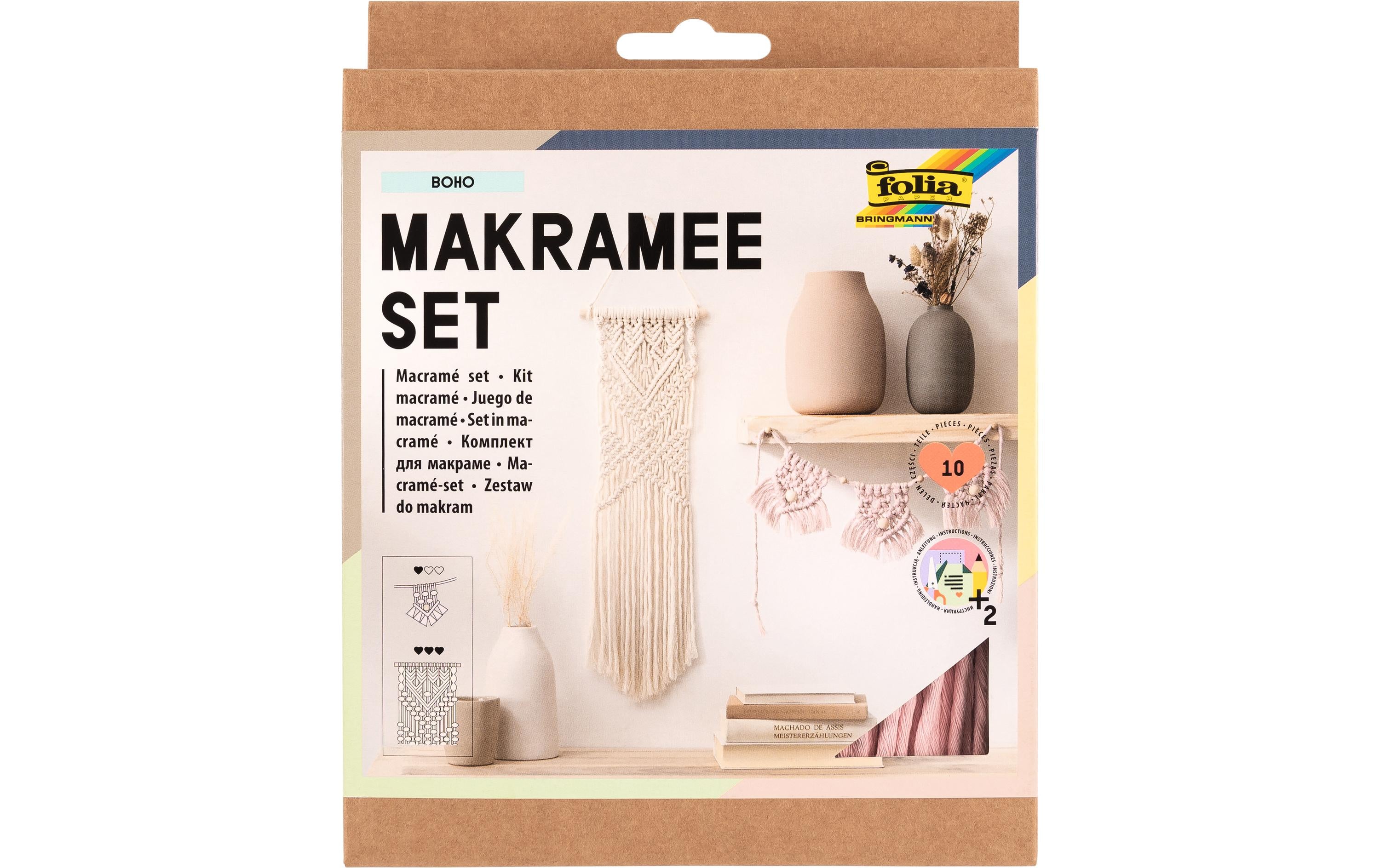 Folia Bastelset Makramee Boho Wandbehang und Wimpel-Girlande