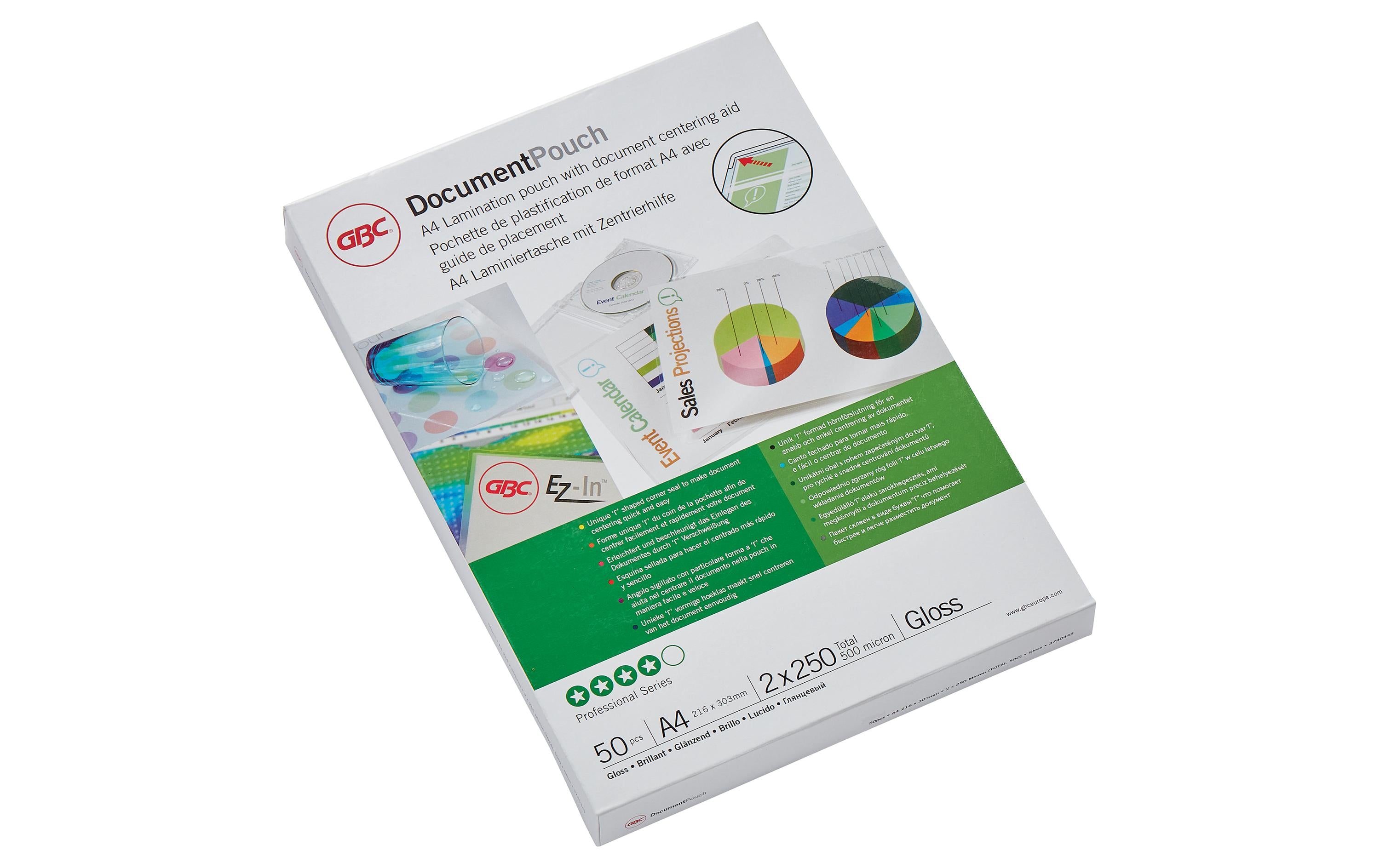 GBC Document Laminiertasche für Dokumente glänzend, Format A4, 2 x 250 Mikron