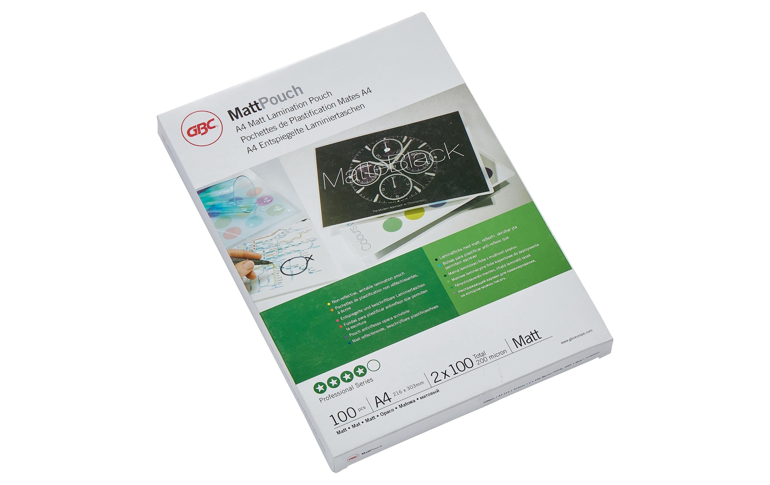 GBC Matt Laminiertaschen, entspiegelt Format A4, 2 x 100 Mikron