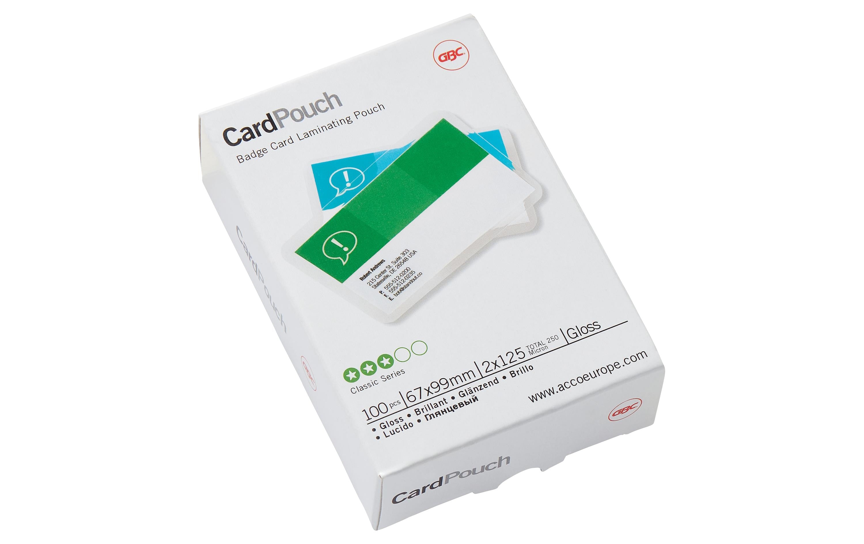 GBC Card Laminiertaschen Kleinformat glänzend, 67 x 99 mm, 125 Mikron