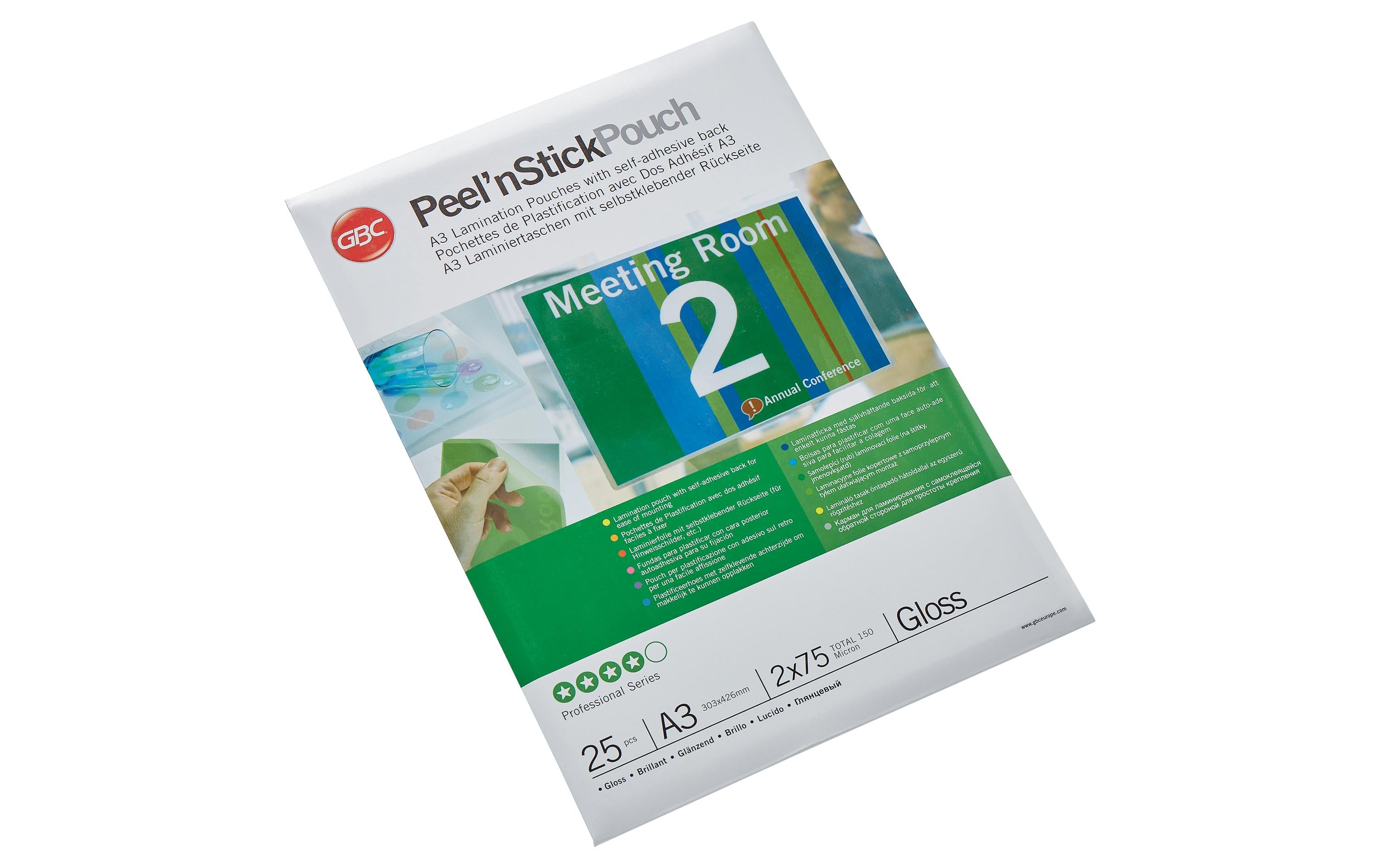 GBC PeelnStick Laminiertaschen, A3 glänzend, 75 Mikron