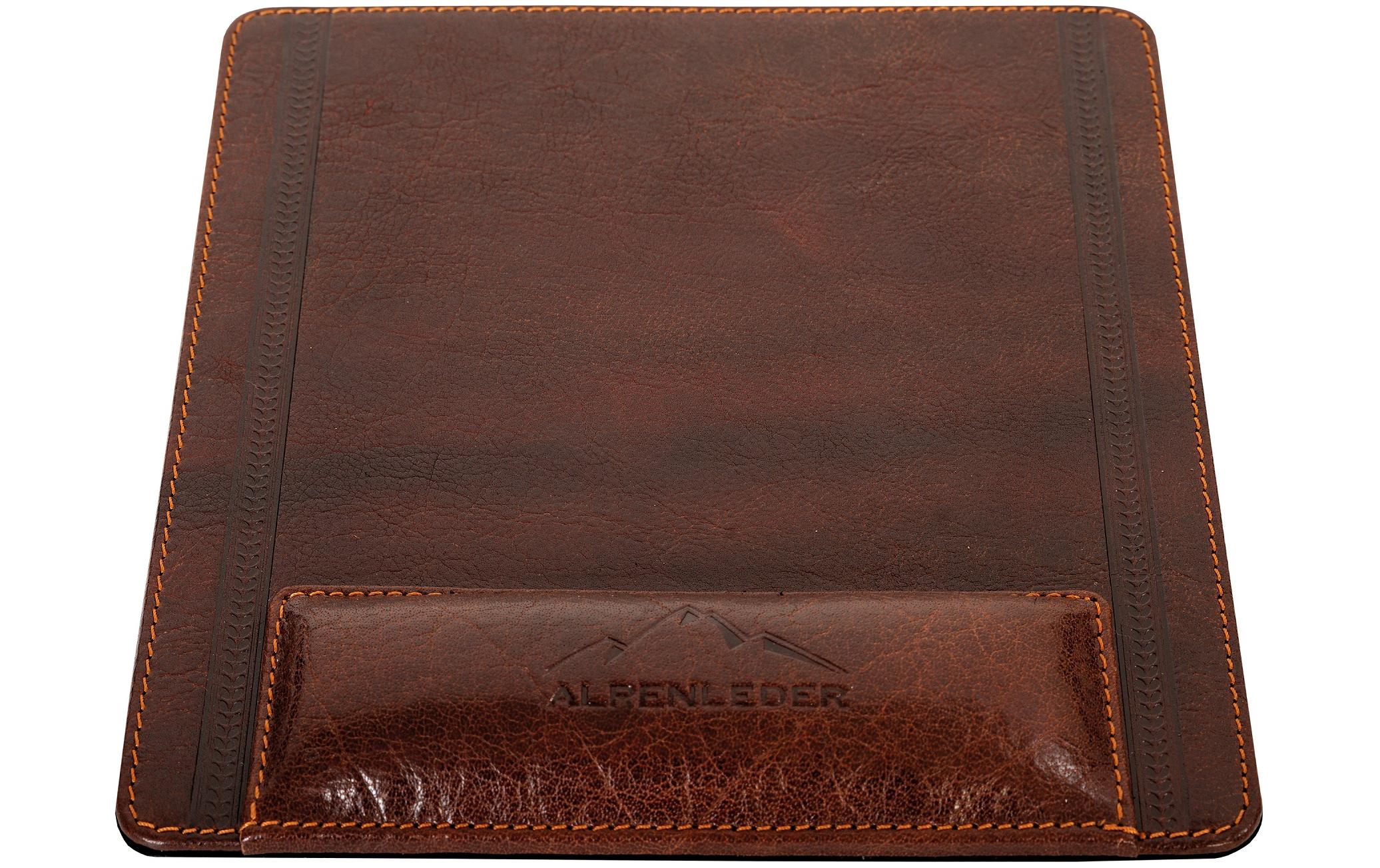 Alpenleder Mausmatte "Konstanz" 22x24cm, brandy
