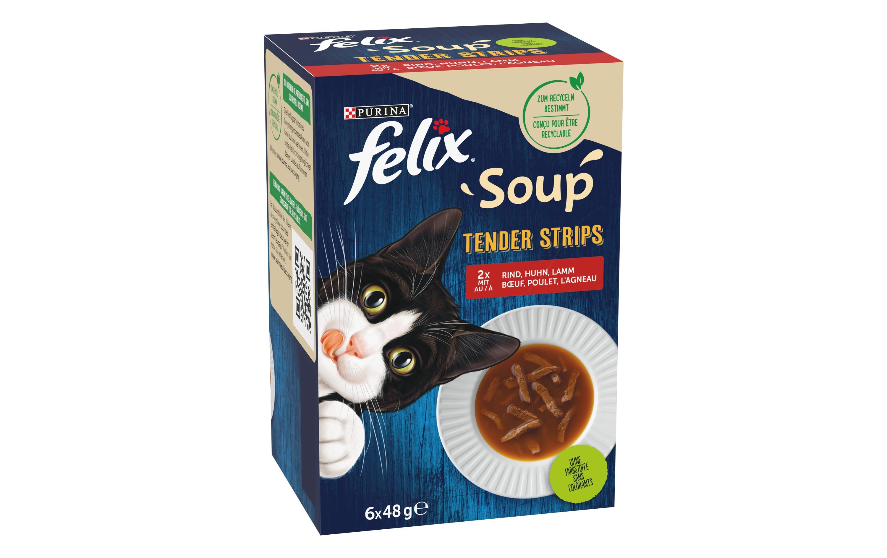 Felix Soup Original Fleisch Rind, Huhn & Lamm, 6x48g