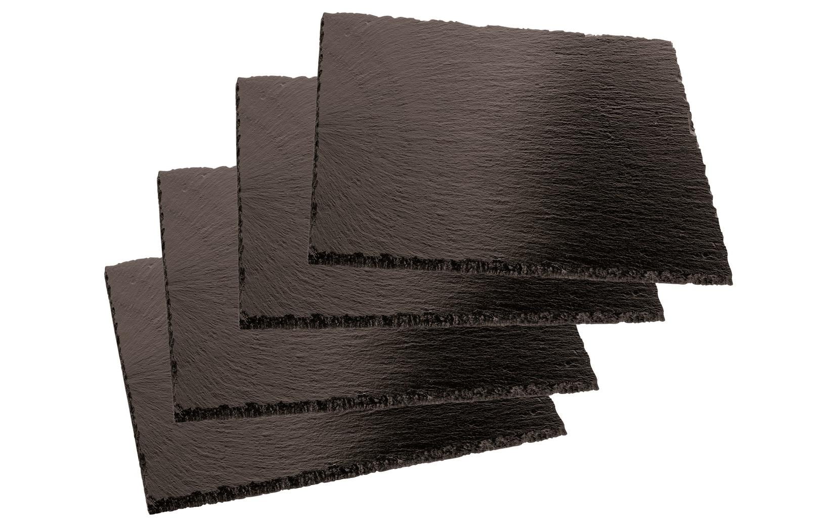 Paderno Schieferplatte eckig 4er Set 10x10cm, Schiefer