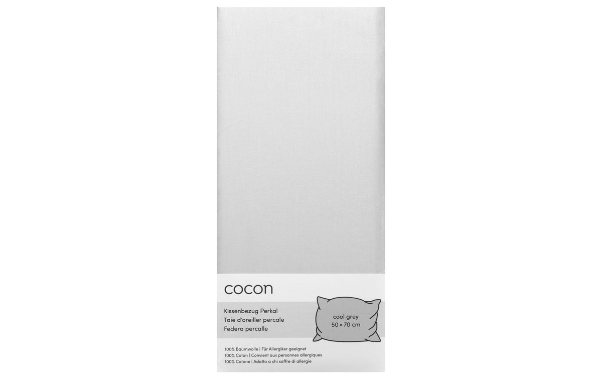 COCON Kissenbezug Perkal 2 Stk., 50x70 cm, hellgrau