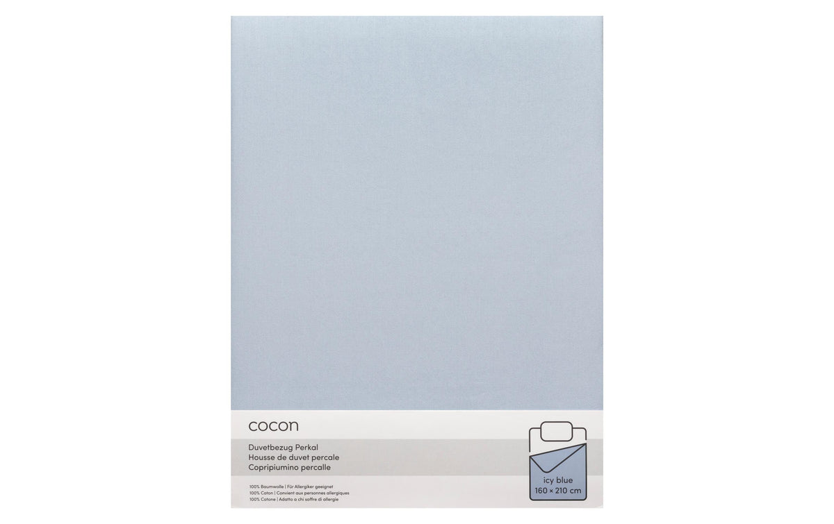 COCON, Duvetbezug Perkal 160 x 210 cm, Eisb 160x210 cm, hellblau