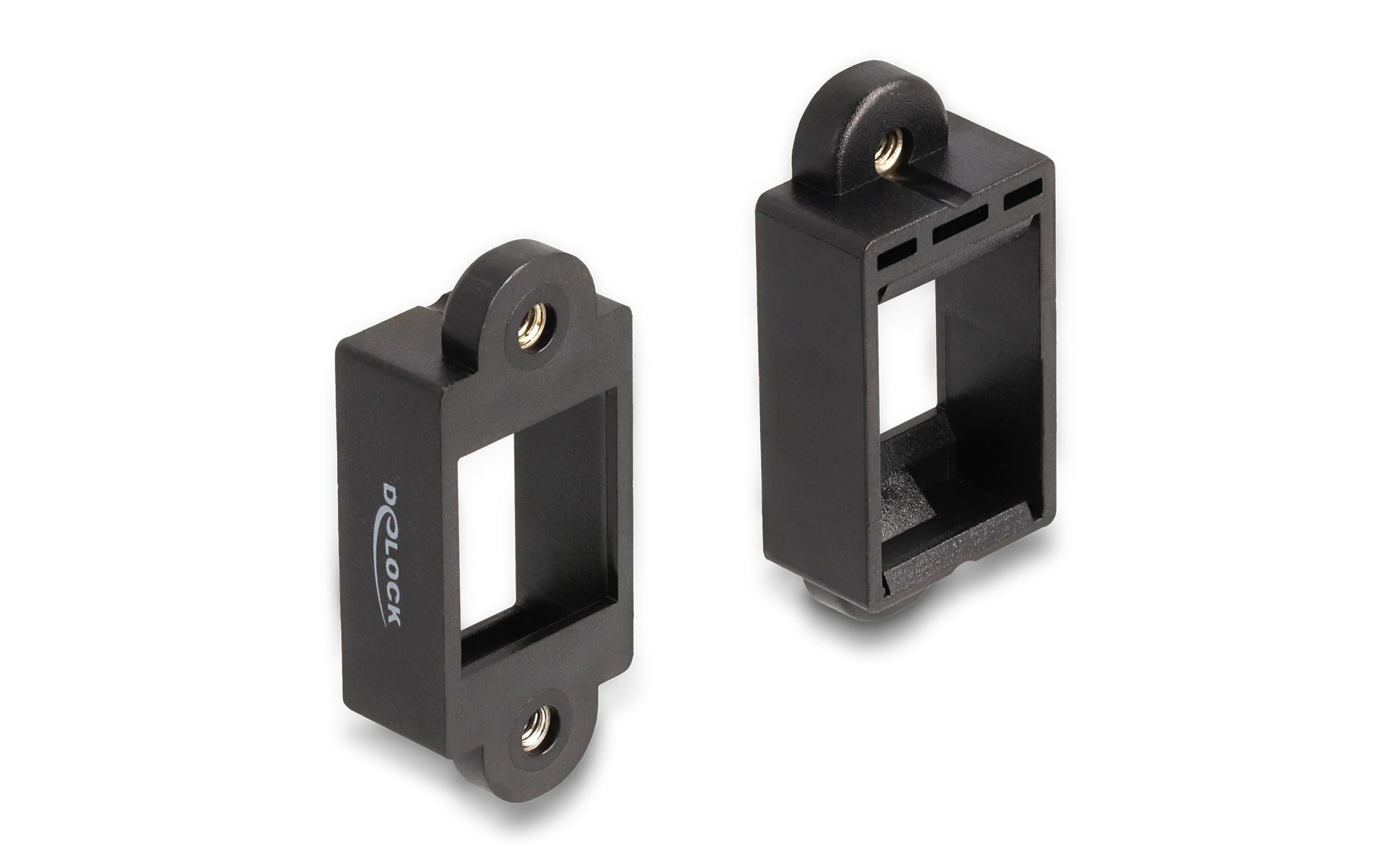 Delock Keystone Halterung für den Einbau mit Schraubanschluss, schwarz
