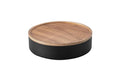 Yamazaki Aufbewahrungsbehälter Rin schwarz h 6 x Ø 22 cm, Metall/Holz