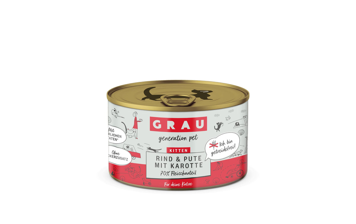 Grau Cat Kitten Rind + Pute + Karotte 200g 200 g