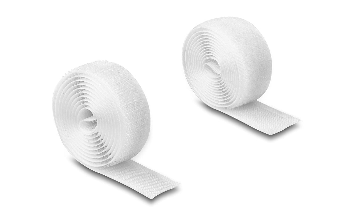 Delock Strapazierfähiges Klettband 1mx20mm mit Haft und Flauschband, weiss