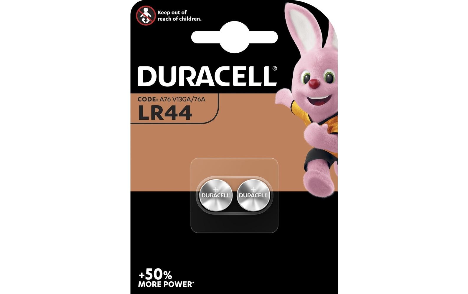 DURACELL Alkaline LR44, 2 Stk 1,5 Volt, 2 Stück