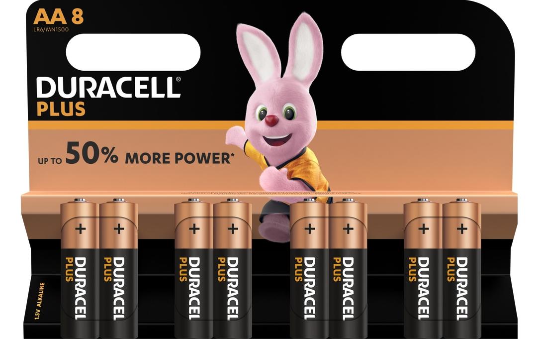 DURACELL Batterie Plus Power MN1500 AA 1,5 Volt, 8 Stück, LR6