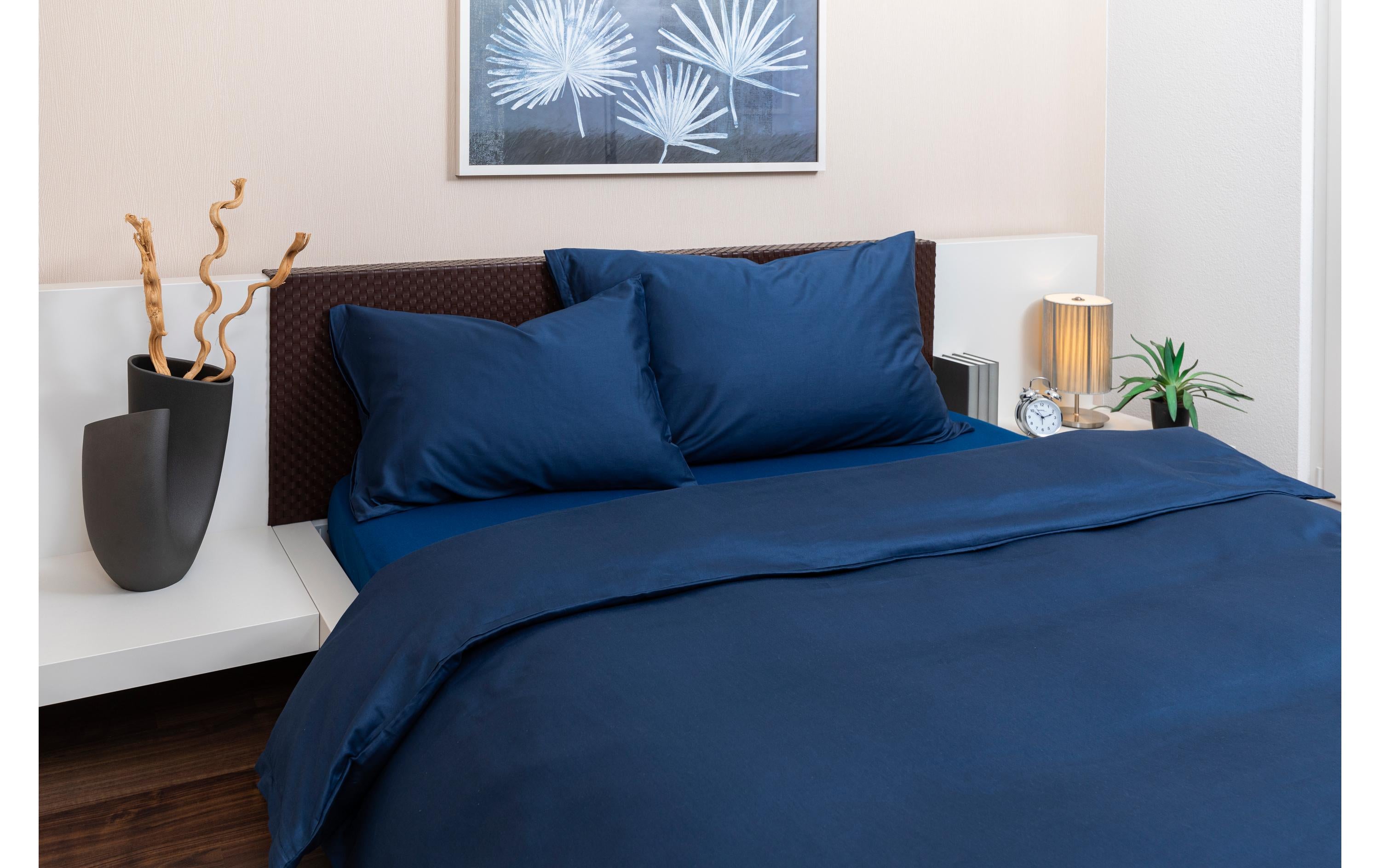 COCON Duvetbezug Perkal 200x210 cm, dunkelblau