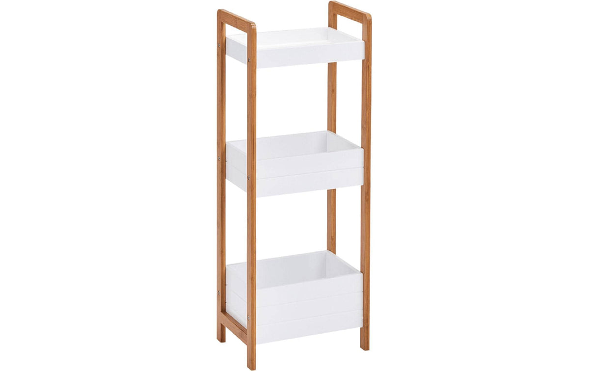Zeller Regal mit 3 Ablagen Braun/Weiss Bambus aus China, 28 x 20 x 74 cm