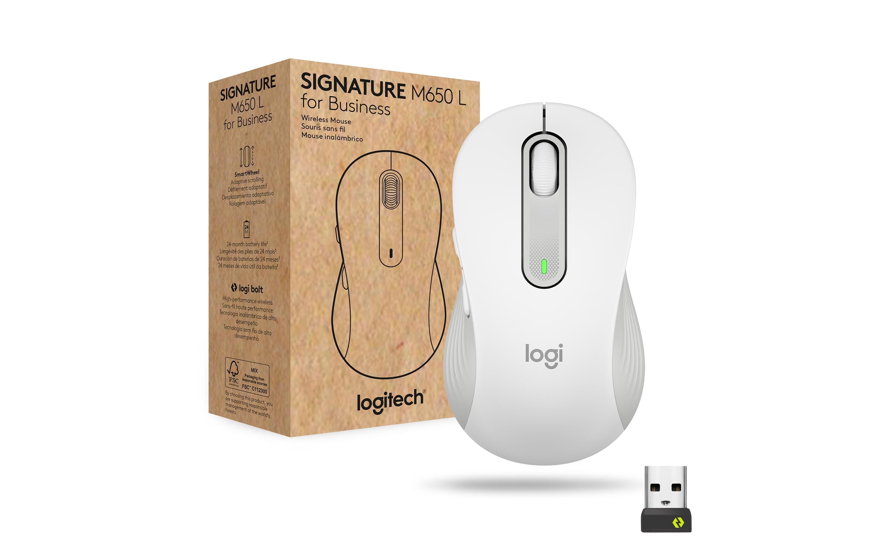 Logitech Signature M650 Large for Business Logi Bolt, white