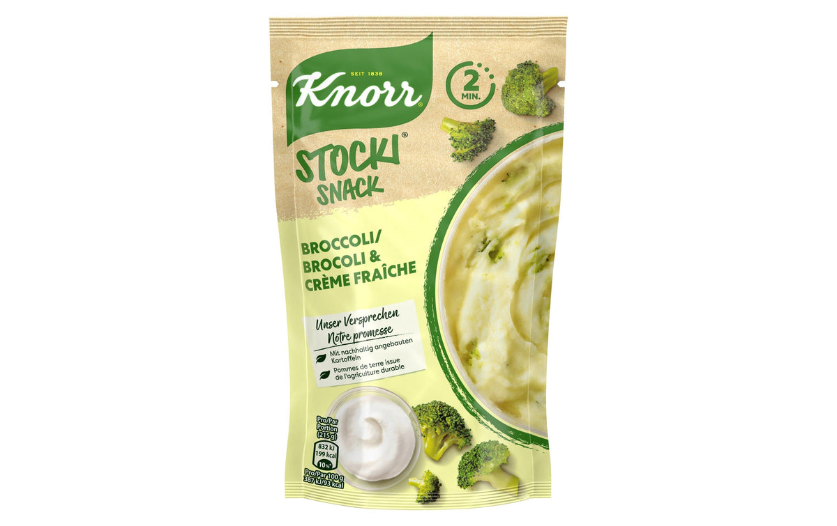 KNORR Stocki Snack Broccoli mit Crème Fraîc 1 Portion im Beutel 45g