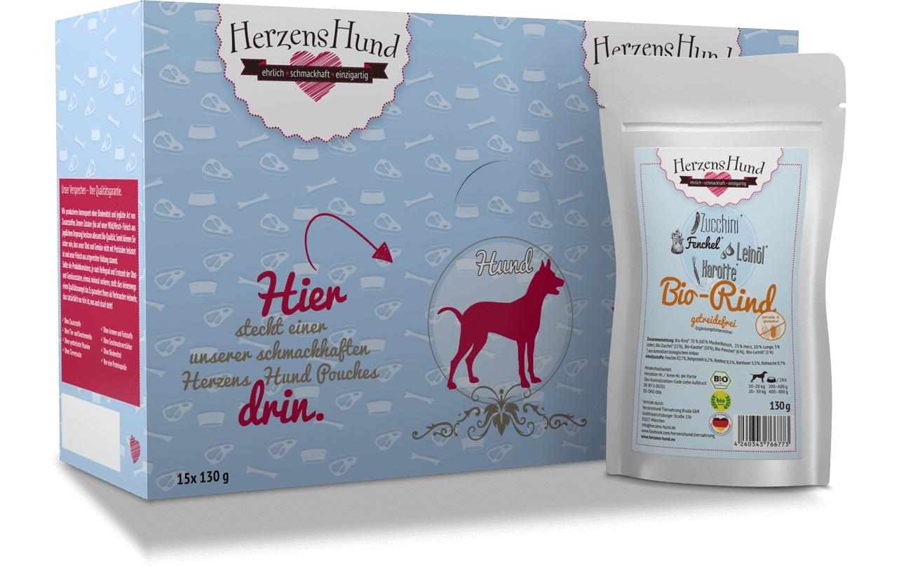 Herzenshund GF Bio-Rind mit Bio-Zucchini 130g