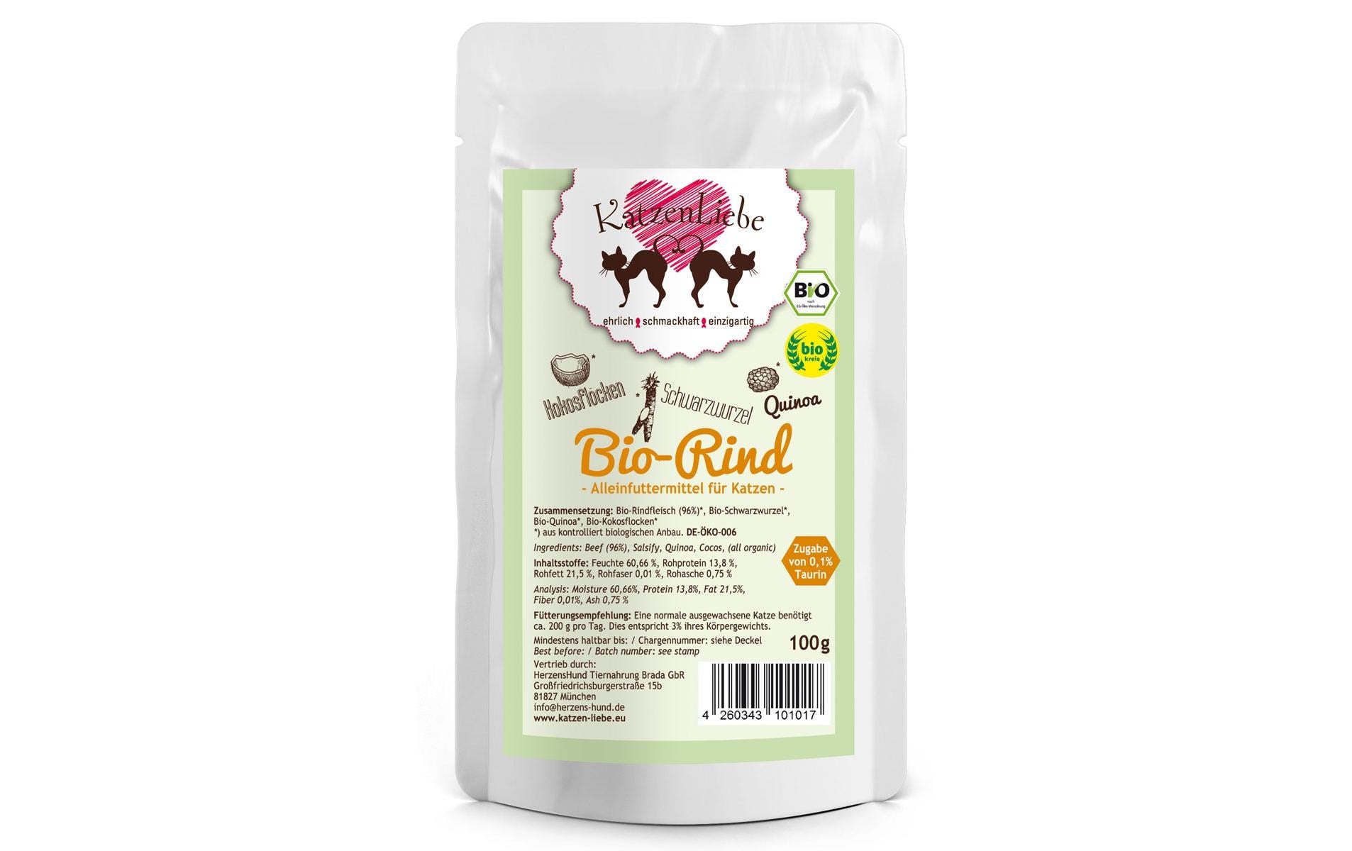 Katzenliebe Bio-Rind mit Bio-Schwarzwurzel 100g