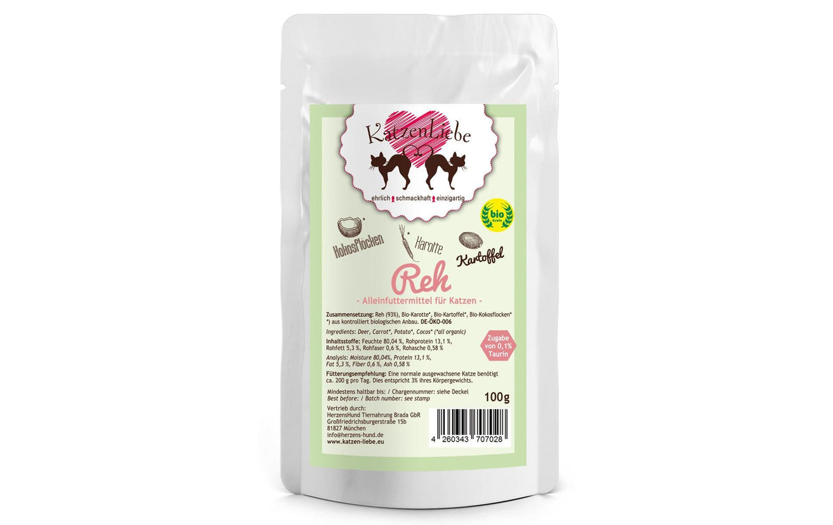 Katzenliebe Reh mit Bio-Kartoffel 100g