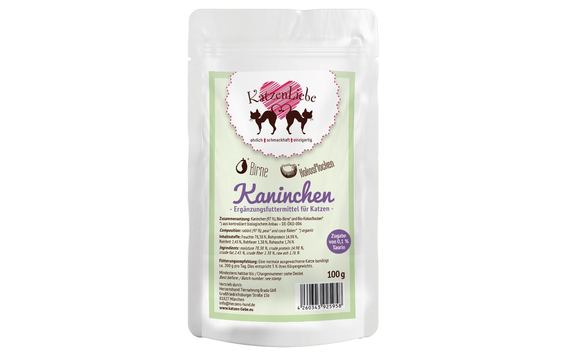 Katzenliebe Kaninchen mit Bio-Birne 100g