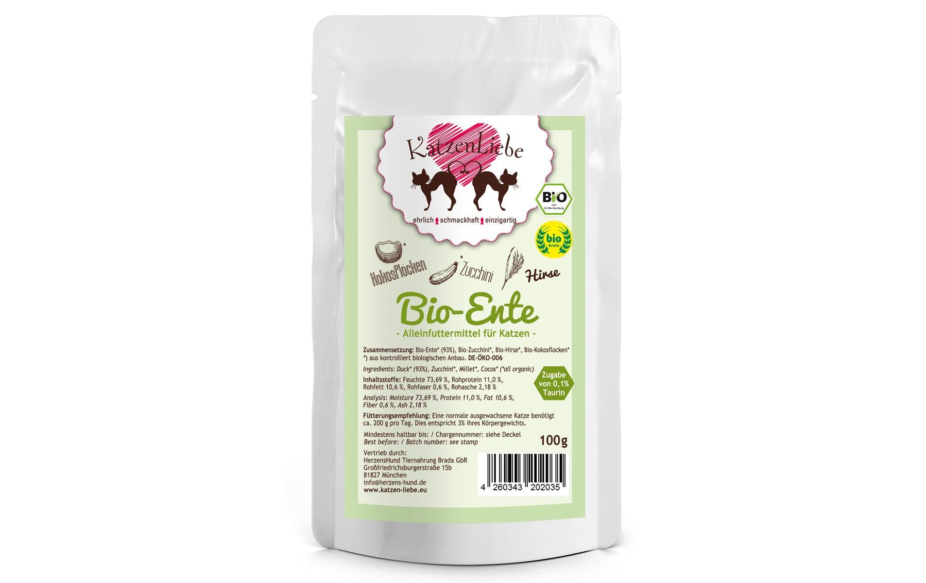 Katzenliebe Bio-Ente mit Bio-Zucchini 100g