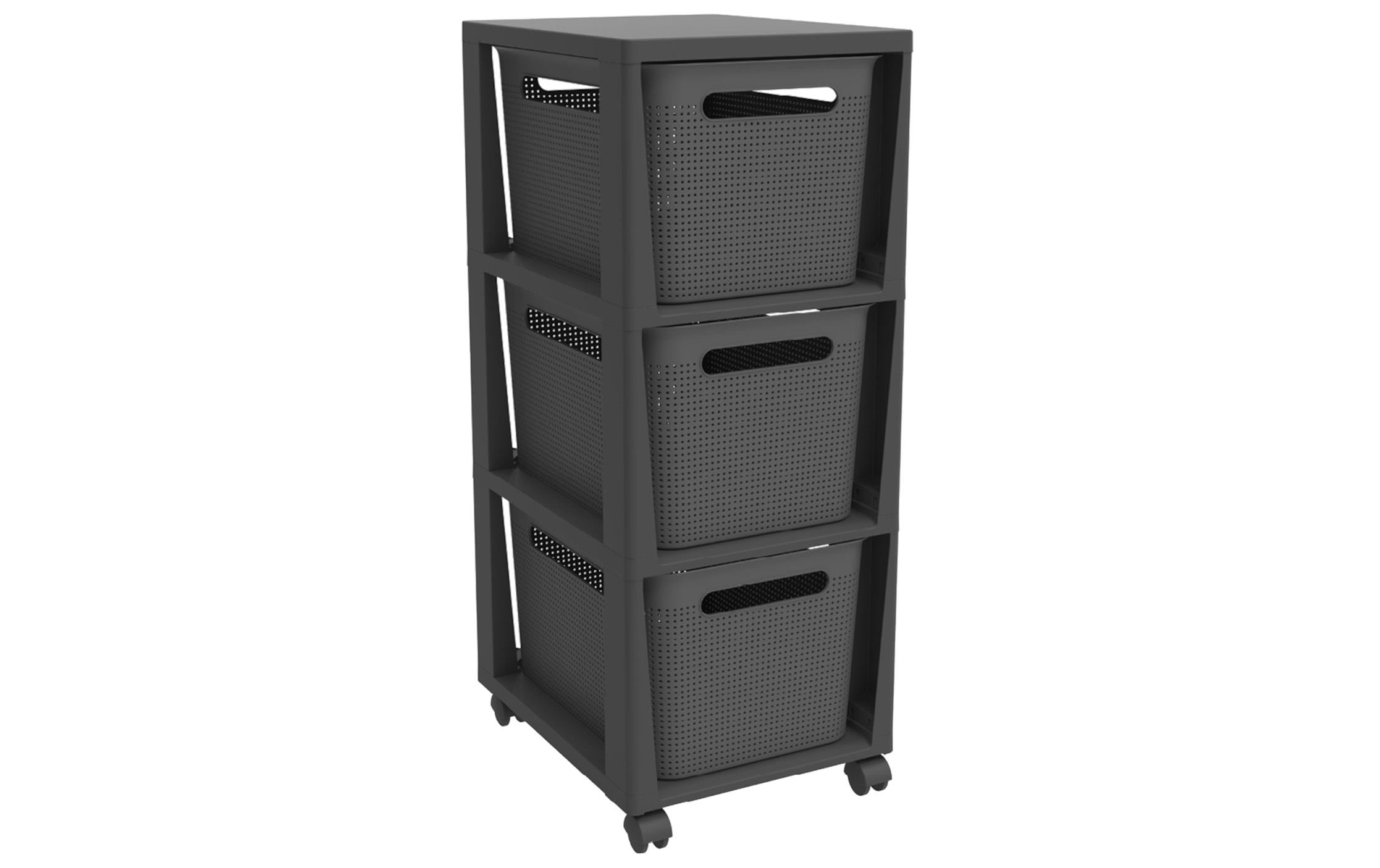 Rotho Tower 3 x 16 l BRISEN mit Rollen anth 36,7 x 29,6 x 77