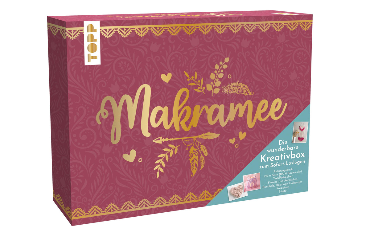 Topp Bastelset Makramee Kreativbox Anleitung für 6 Projekte, Garn, Zubehör