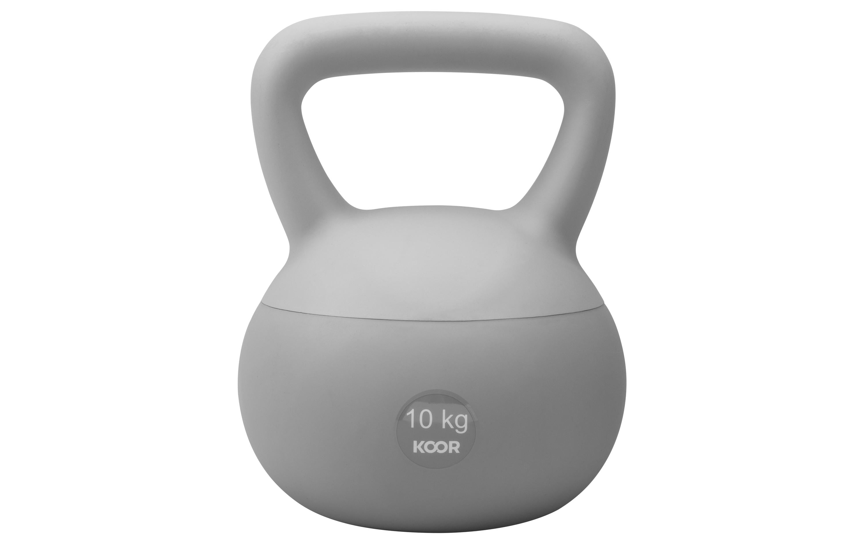 KOOR Kettlebell weich 10 kg, grau 21.5x21.5x31cm, PVC / Sand