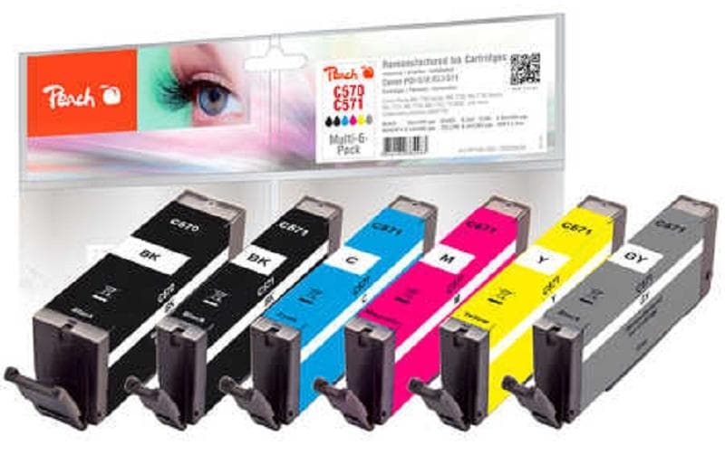 Peach Canon 570/571L, PEA, Multi-6-Pack je 1x bk/pbk/c/m/y/gy