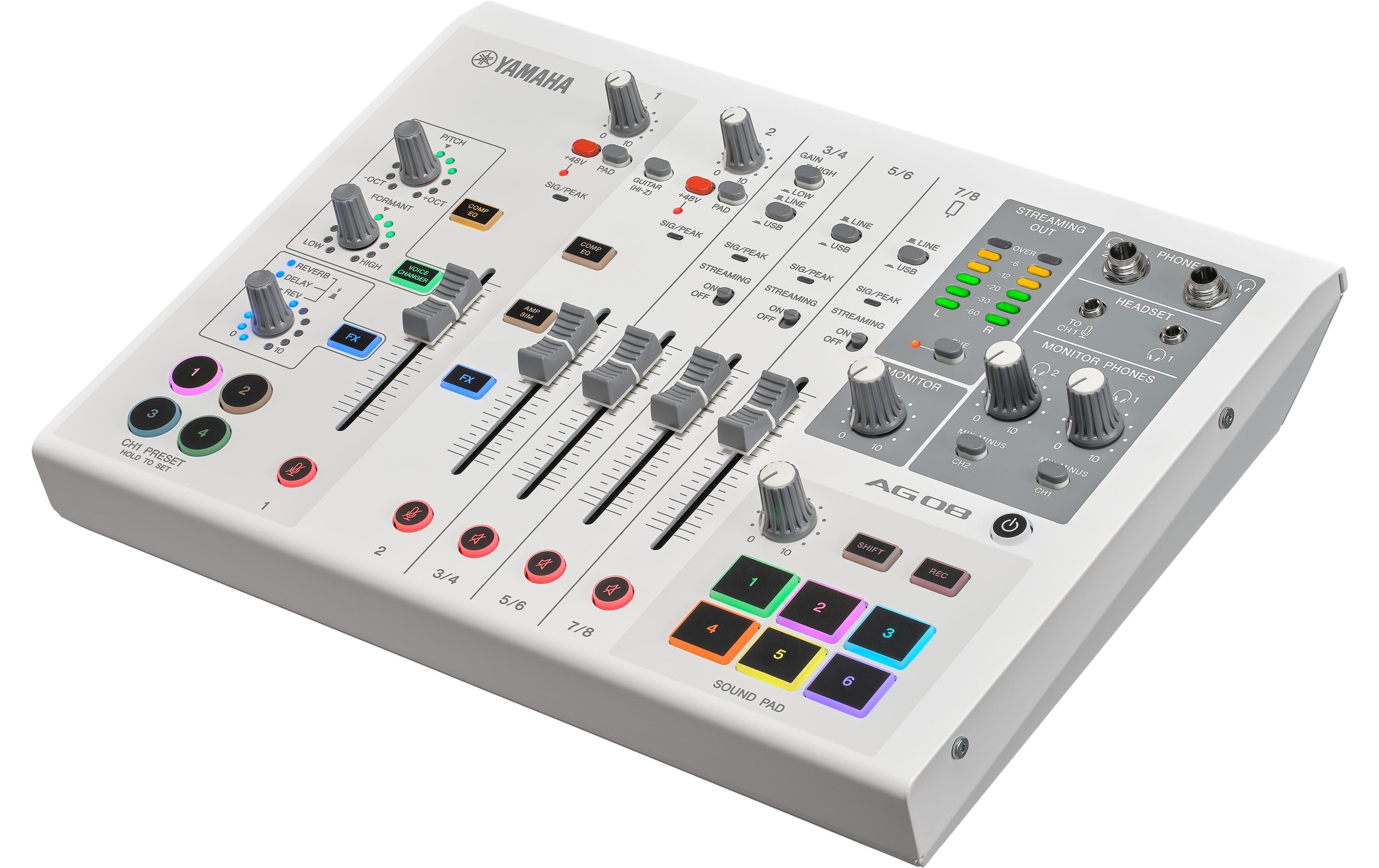 Yamaha AG08 WH 8-Kanal All-in-One Streaming Mixer, weiss