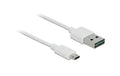 USB2.0-Kabel Easy A-MicroB: 2m, weiss Beide Stecker beidseitig einsteckbar