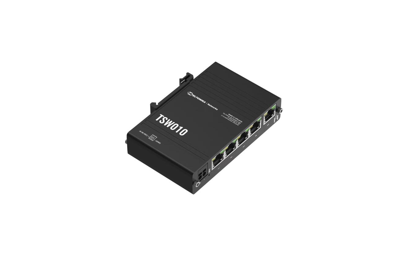 Teltonika TSW010 Industrie Switch 5x 100Mbps, 2-pin DC, 9-30V, DIN-Rail
