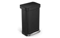 Simplehuman Treteimer rechteckig, Schwarz matt, 45 Liter, Edelstahl